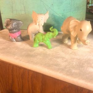 Vintage Collectible Lot Of 4 Elephants Different Material